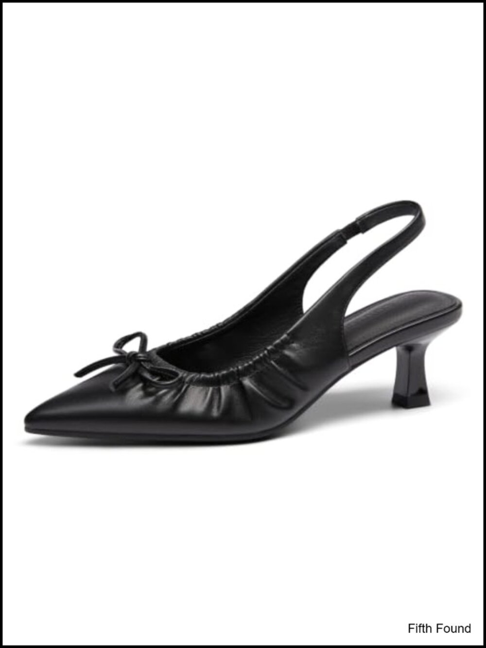 Faux Leather Slingback Kitten Heel Pumps Bow Pointed Toe Work Party Dress Shoes